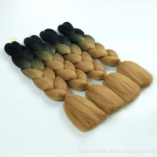 A large number of factory wholesale synthetic Jumbo braid hair, Synthetic braiding ombre hair in hair extensions supplier